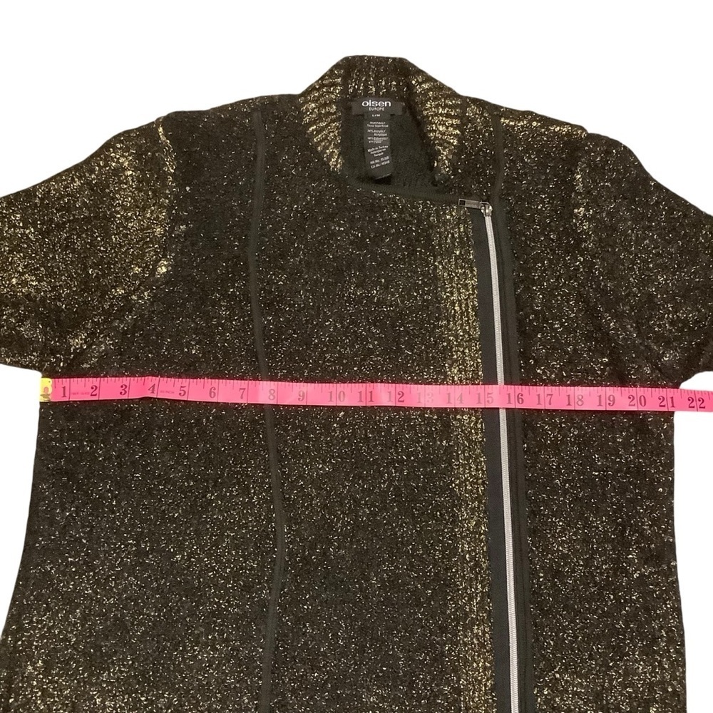 OLSEN EUROPE BLACK & METALLIC GOLD ZIP UP LONG SLEEVE SWEATER/ JACKET/ Size L - Picture 11 of 13
